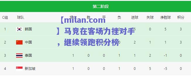 【milan.com】马竞在客场力挫对手，继续领跑积分榜